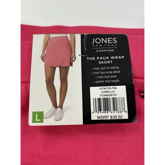 NEW Jones New York The Faux Wrap Skort Women L Large Pink Workout Elastic‎ Skirt - Picture 6 of 16